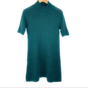 Marni Mohair Teal Green Sweater Dress Mock Neck